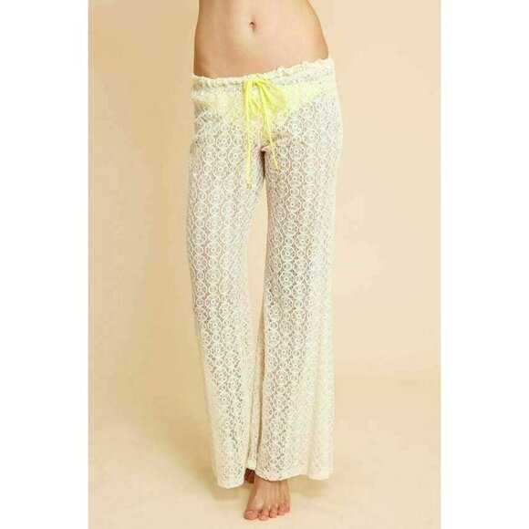 Eberjey Pants - Eberjey Women's Seashell My Bell Margaux Cotton Crochet Swim Pants Size S/M